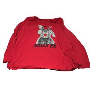 Sleep By Cacique ''JOLLY AF (And Festive)'' Long Sleeve Red Christmas Shirt